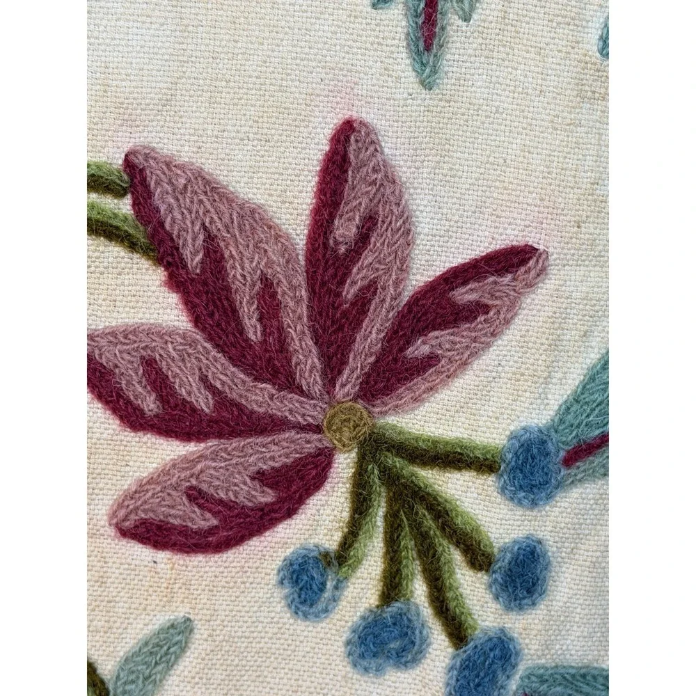 VTG Handmade Crewel Embroidery Floral Bag / Pillowcase - Colorful!